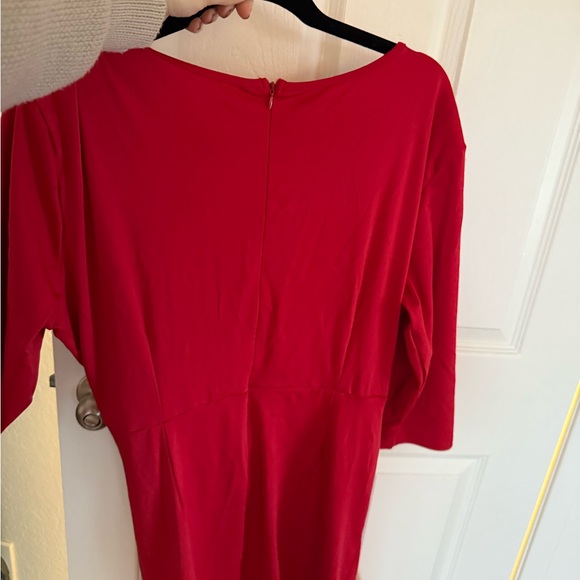 RED SIDE RUCHED DRESS - Picture 3 of 3